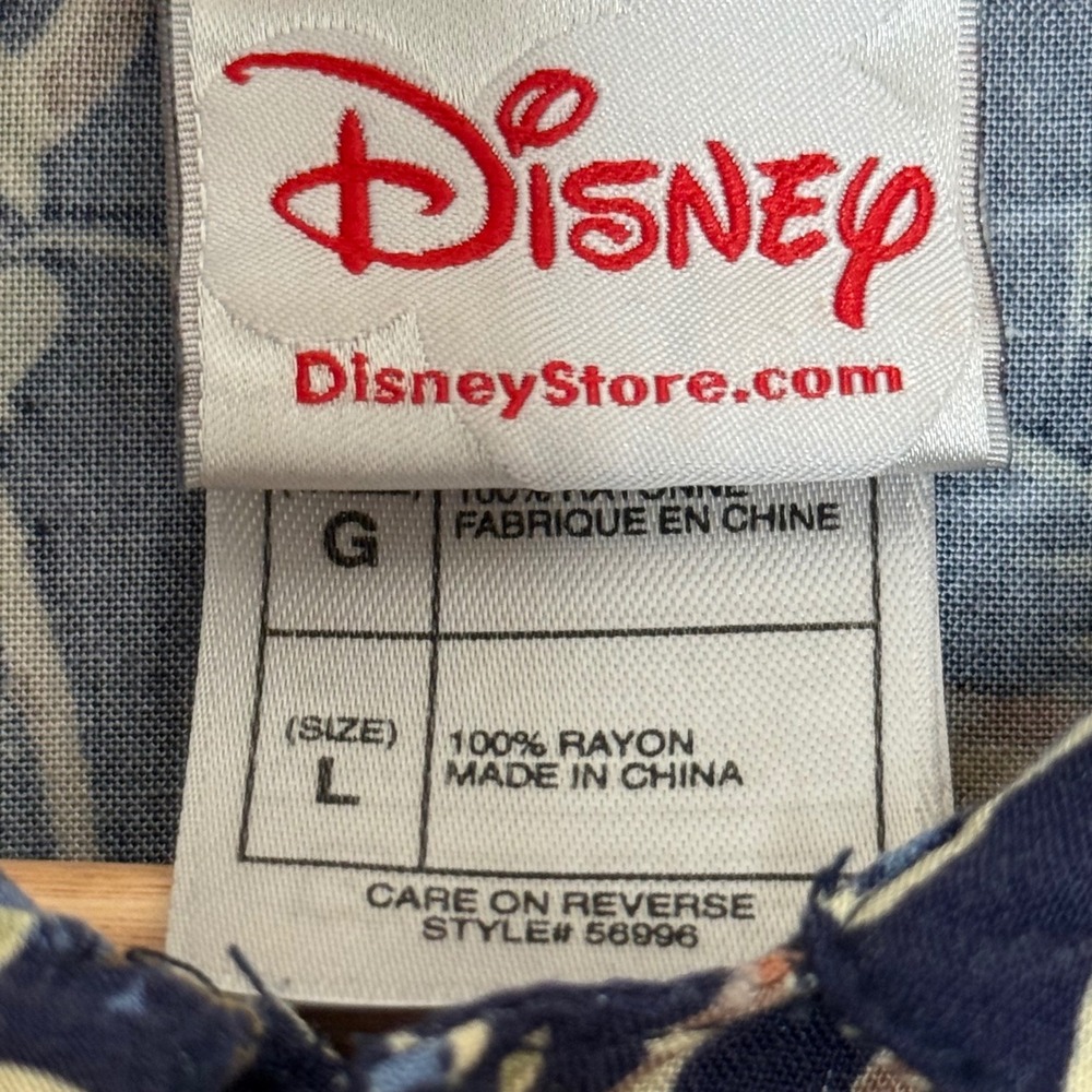 Disney Store Hawaiian Shirt Mens L Navy Rayon Tiki Surf Mickey Pluto Y2k 2000s View 3